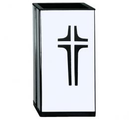 STAINLESS STEEL VASE WITH FRETWORK CROSS